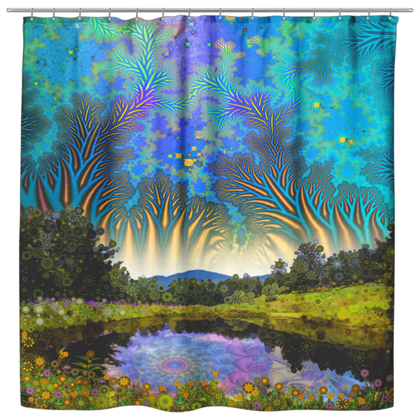 Wonderland Pond - Shower Curtain - psychedelic art